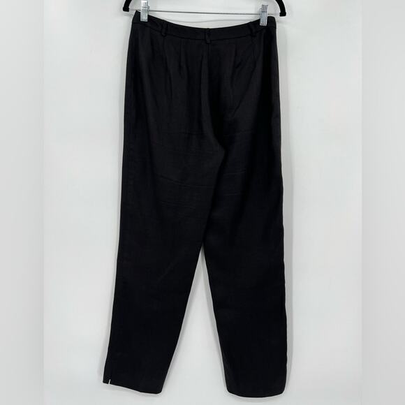 Talbots 100% Irish Linen Pants Trousers Solid Black Pockets Lined Belt Loops 4 - Picture 5 of 12